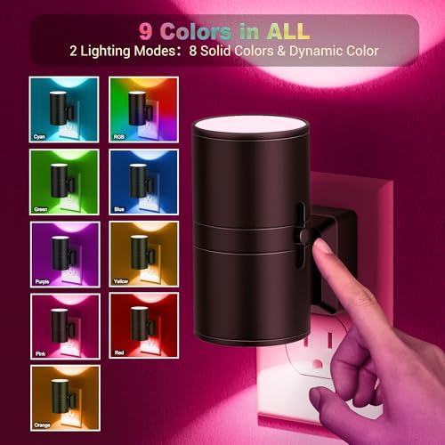 Image of JandCase Color Night Light, LED Night Lights Plug into Wall, Color Changing Nightlight RGB with Light Sensor,Kids Gifts, Halloween, Christmas, Holiday, Hallway Bedroom Kids Room, 2 Pack