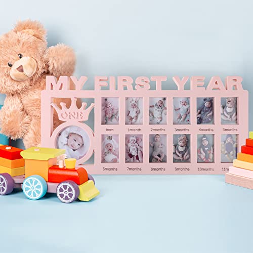 Newborn Baby Picture Frame My First Year Frame Baby Photo Frame 12 Month Baby Keepsake Frames Monthly Milestone Desktop Picture Frame For Photo Memories Baby 1St Birthday Mothers Day Gift (Pink) #TOP5
