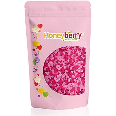 HONEYBERRY Pink & Red Heart Sprinkles 200g Cover