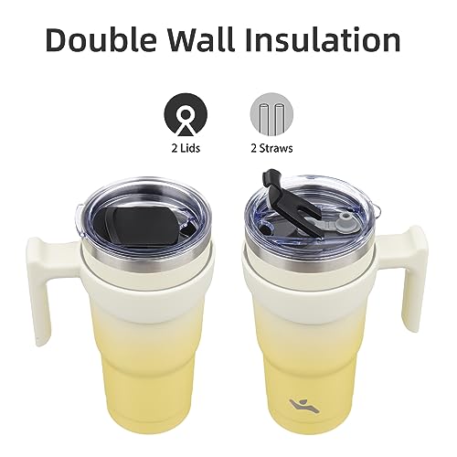 Image of Konokyo 20 oz Tumbler with Handle and Straw, Insulated Travel Mug
