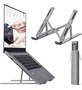 Dyazo Zigzag Height Adjustable Ventilated Aluminium Tabletop Laptop Stand with 6 Angles Multi-Ang...
