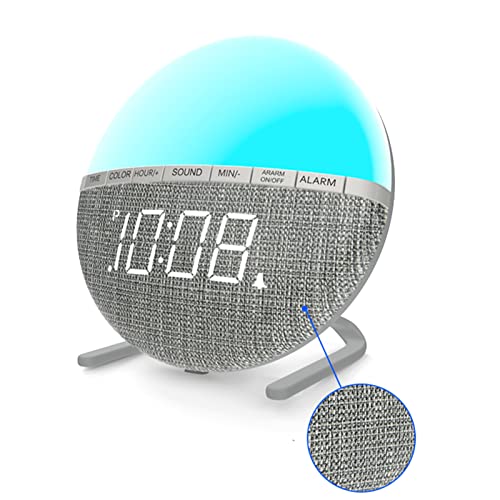 Hyranect Despertador com luz para acordar Despertar com Luz de Despertar 6 Cores Luz Noturna de Cabe