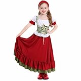 Girls 4 Piece Complete Outfit UK Clearance Lace Corset Tops +Victorian Ruffles Dress +Belt +Headwear Short Sleeve T Shirt Kids Princess Dress Up Halloween Costume Carnival Christmas Birthday Red