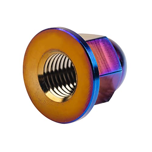 Image of Titanium M6 M8 M10 Dome Head Acorn Nuts for Bicycle Motorcycle Exhaust Pipe Car Pack of 6 (M10, Burning Blue)