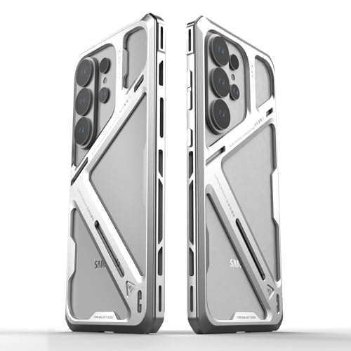 Coque arrière rabattable Samsung S26 Ultra argent étui double cadre métal