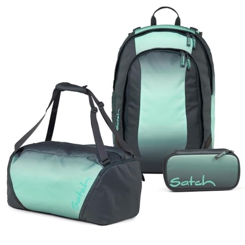 Satch Air Schulrucksack Set 3tlg. inkl. Schlamperbox und Sporttasche (Gradient Mint)