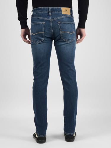 Image of Numero Uno Men's Blue Low Rise Skinny Fit Sustainable and Stretchable Jeans