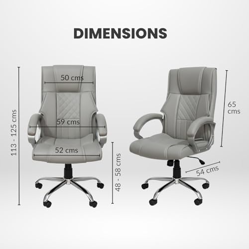 Image of activa Kim Ergonomic Office Chair| Premium Leatherette Chair with Padded Seat & Backrest| 3-Year Warranty | Adjustable Height Desk Chair for Work /Study /Gaming | Swivel Seating for Workstations (Grey)
