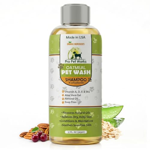 Oatmeal Dog Shampoo & Conditioner 17oz [USA] 5 in 1 Plant-Based Organic Sulfate-Free...