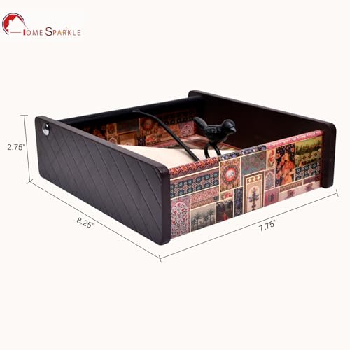 Image of Home Sparkle Napkin Storage - 1 Pack Table Napkin Holder Tray for Indoor & Outdoor Use | Kitchen, Dining, Restaurant & Home Decor (Brown-C6V44)