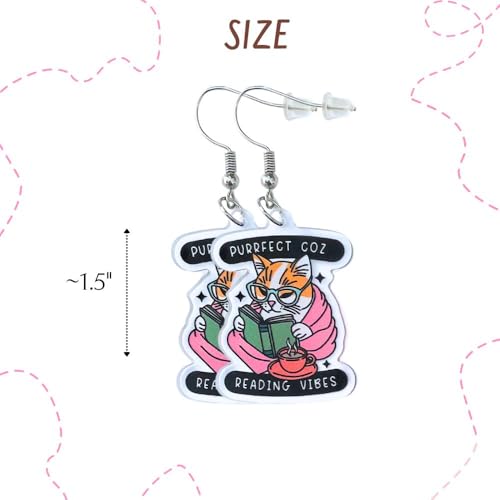 9PC Cat Earrings Funny Meme Snarky Sassy Certified Catitude Chill Stylish Dramatic Nerdy Weird Funky Cool Trendy Acrylic Purrfect Animal Pet Drop Earring Meow Accessories Gift For Women2