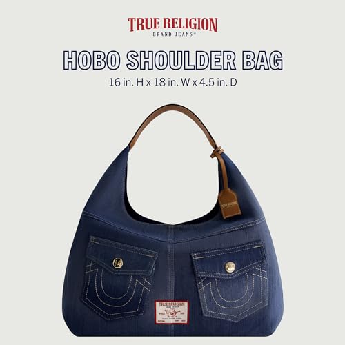 Image of True Religion Women's Shoulder Bag Purse, Hobo Handbag with Front Pockets