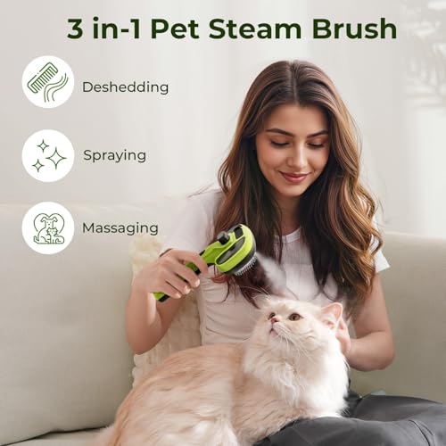 Pecute Self-Cleaning Steam Dog Cat Brush & Leave-in Conditioner, Cool Mist - Image 3