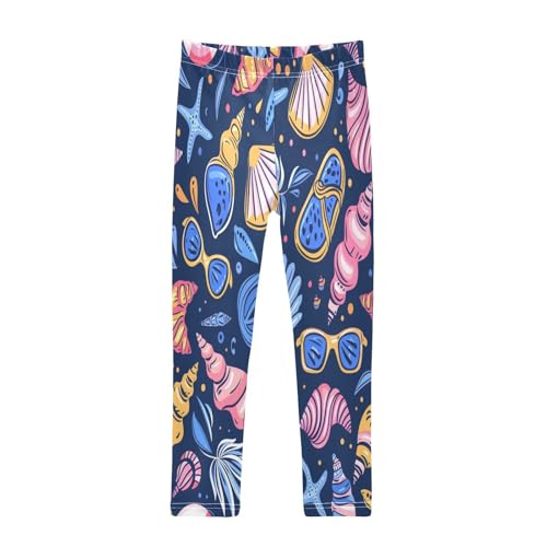 Bolaz Toddler Girls Leggings Printed Yoga Pants Leggings Yellow Pink Shells for Kids