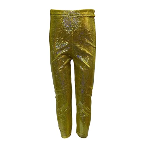 Generisch - Generisch Legging à paillettes fines pour garçons et filles, vêtements d'entraînement et de danse, stretch, coupe ajustée, pantalon long pour adultes et enfants, pantalon en jean pour garçon 128, or,