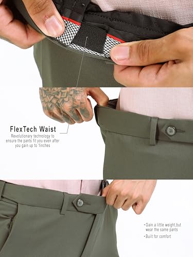 Image of Mc Henry Men's Techno Flex 2inch-Waist Expandable Wrinkle Free Slim Fit 4 Way Lycra for Elite and Luxurious Formal /Casual Trousers