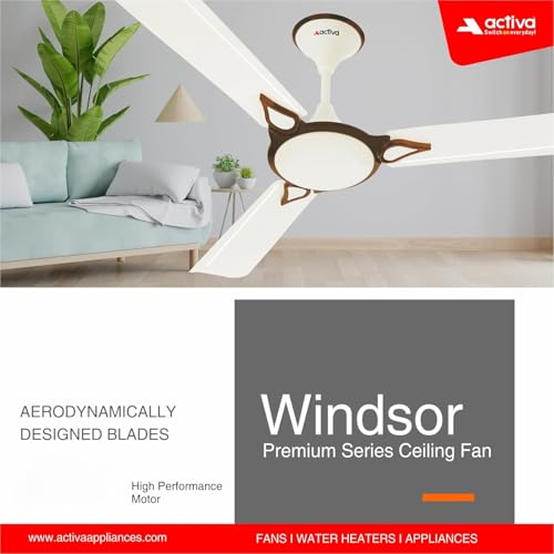 Image of ACTIVA Windsor 1200mm Ceiling Fan | 390 RPM High Speed | Pure Copper Motor | Anti-Dust Coating | 1 Star BEE Rated | 2 Year Warranty (Bronze Ivroy)