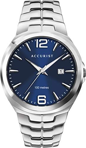 Accurist Stainless Steel Signature Watches for Men with Scratch Resistant Sapphire Crystal Glass, 100m Water Resistant, Date Window, 7329, 2 Year Guarantee