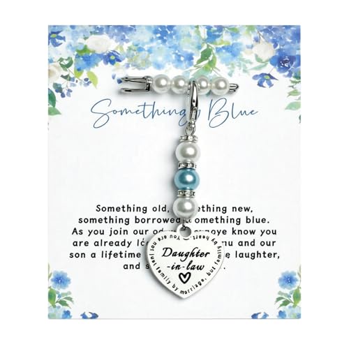 Dorla Cool Something Blue Gift for Bride Daughter in Law Bouquet Charm Clasp From Mother in Law Bridal Party Gifts Wedding Day Accessories for Bride to be