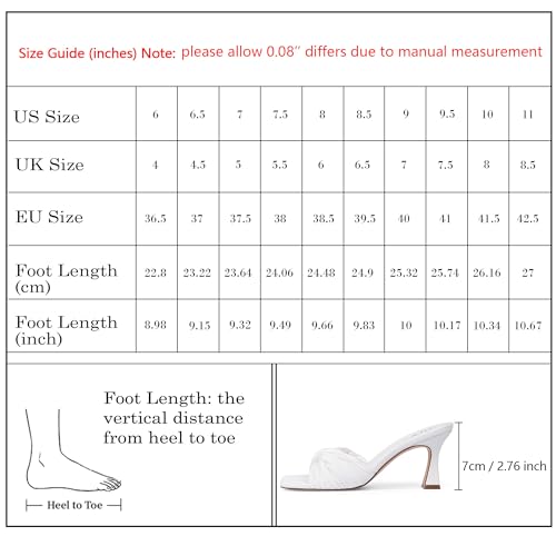 QIY White Heels for Women Open Square Toe Kitten Low Heel, 8 by QIY - Used condition - Image 4