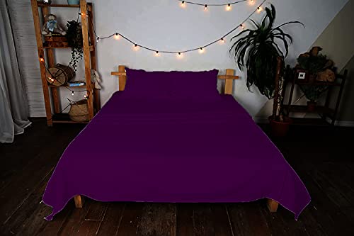 600 Thread Count Cal-King Cotton Bed Sheet Set, Purple