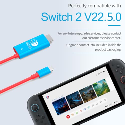 Image of Switch 2 Dock Station HDMI Cable Adapter 4K@60Hz 18Gbps 6.7ft PD 100W USB C to HDMI 2.0 Converter, Portable &Travel TV Connector Cord Compatible with Nintendo Switch 2 /OLED /2017, Blue