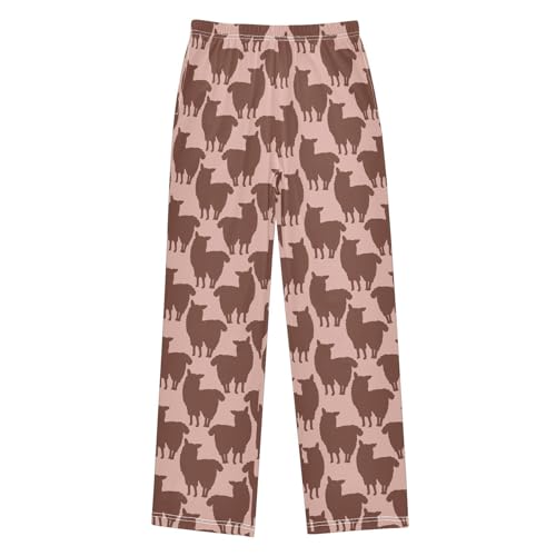 ZZXXB Alpaca Llama Print Boys Long Pants Soft Trousers Elastic Waist Kids Lounge Bottoms with Pockets S-XL
