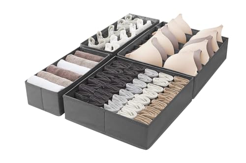 Amazon Basics Schubladen-Organizer Set, 4 Stück, Grau – Ansicht 2
