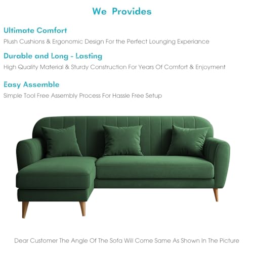 Image of Atticus LHS 4 Seater L Shape Sofa Set for Living Room (Green Fabric) Premium Fabric Sofa Set