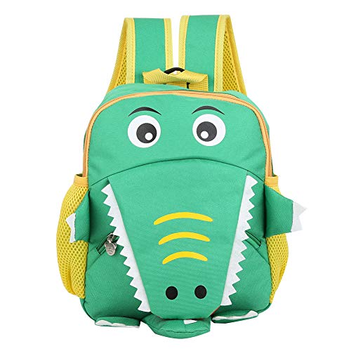 Mochilas escolares para niños, Mochila de cocodrilo de dibujos animados lindo para niños Mochila de moda para niños de preescolar Mochila de viaje para niños pequeños Niñas(Verde)