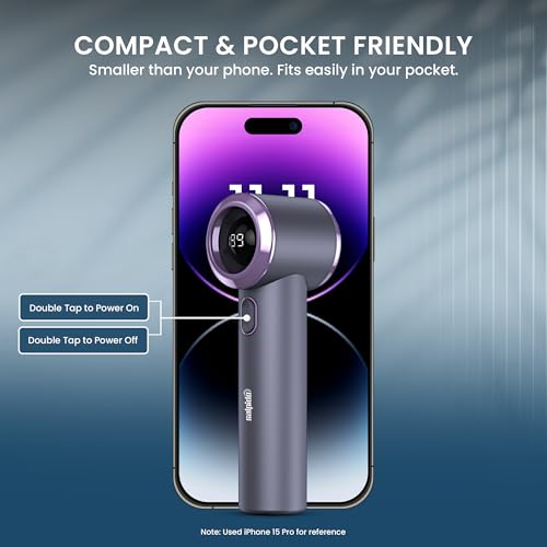 Image of SAL-TF-04 Mini Portable Fan with 13000 RPM Brushless Motor, 2000mAh Rechargeable Battery, Type-C Charging, Low Noise Handheld USB Fan for Travel, Office, Outdoor & Personal Cooling (Grey)