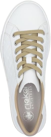 Rieker L88W2-80 Weiss Nude | tennis blanc beige printemps été - TROIS PAR 3