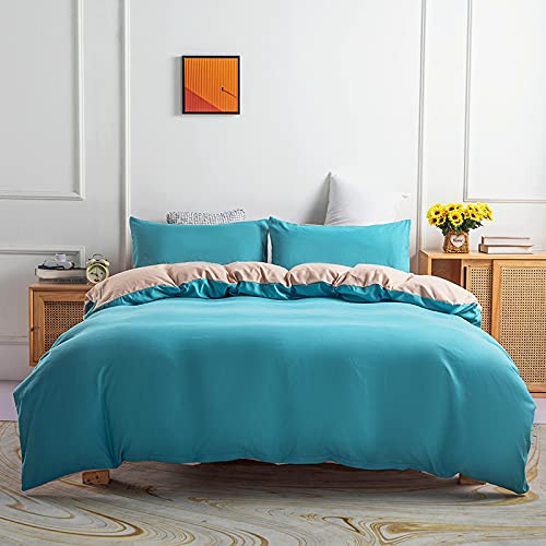 Sets de housse couette 230x260 cm en microfibre premium bleu sarcelle haute densité avec zips