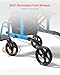 VEVOR Rollator Walker, 2-in-1 Rolling Walker Wheelchair Combo, 300LBS Capacity Folding Transport Chair, Lightweight Aluminum Mobility Rollator Wheelchair with Wheels & Adjustable Handle, Blue