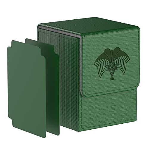 Bheddi Boîte de Rangement compatible avec Yu-Gi-Oh! TCG Cartes-Peut contenir jusqu'à 100 Cartes Sans Manches-Vec 2 Intercalaires-pour le rangement de jeux de cartes (Forbidden One)(Vert) Cover