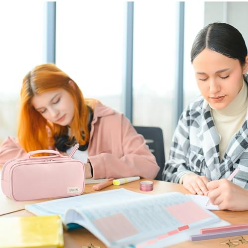 Lincia 45 Pcs Pink School Supplies Aesthetic with Cute Pen Case Notebooks Highlighters Gel Pens Sticky Notes Index Tab Clips Washi Tapes Back to School Pastel Stationery Set - Image 6