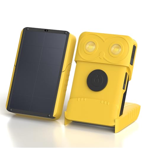 EYONGPV OWL-CSP Solar Lamp with 5000mAh Solar Charger, Rechargeable Portable LED Camping Light with 18W PD Fast Charging, Adjustable Brightness and