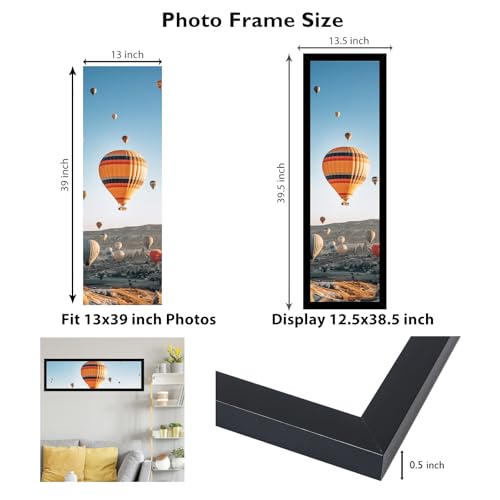 Image of JCJMY 13x39 Picture Frame Black for Puzzles Poster Photo Picture, Horizontal and Vertical Formats for Wall Hanging, 13 x 39 Wall Gallery Poster Photo Puzzles Frame for 13 by 39 Photos Posters, Black