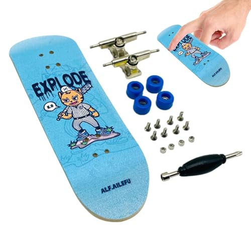 Mini monopatín con dedos – 3,94 x 1,18 pulgadas madera de arce, diapasón estable y liso | Perfecto para deportes de punta de los dedos, suelos interiores, sofás, observación creativa, habilidad, juego