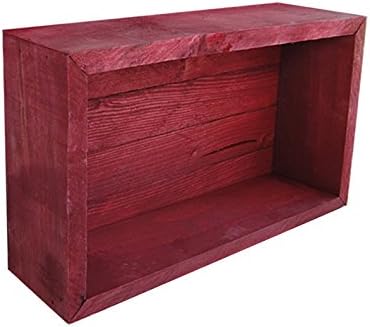 Wood/Wooden Shadow Box Display With Backing - 16" x 6" - Two Tone - Barn Red/Barn Red - Rustic Decorative Reclaimed Distressed Vintage Appeal
