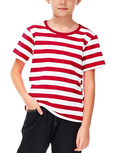 Image of Deerose Kids Striped Shirts Short Sleeve Boy Girls July 4th Patriotic Tee Top 3-14 Years