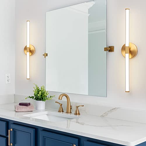 Biewalk Modern Bathroom Vanity Light Fixtures Gold Led Wall Sconce 24 Inch 20W 4000K Wall Lights For Bedroom Bathroom Living Room #TOP4