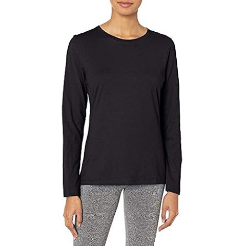 Hanes Long Sleeve Cotton T-Shirt, Lightweight Crewneck Tee for Women, Modern Fit, Ebony, X Large Cover