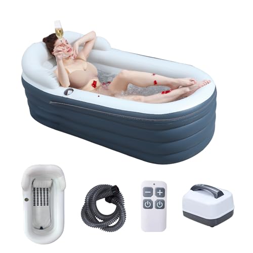 B&Y Aufblasbare Badewanne mit Luftblasen-Massagematte, tragbare SPA-Badewanne für Erwachsene, All-in-One-Luftpumpe, Aufblasbare Rückenlehne, Abdeckung mit reißverschluss