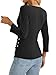EasyGala Deep V Neck Tops Ruched 3/4 Length Sleeve Shirts Sexy Slim Fit Button Side Blouse for Women Black XX-Large