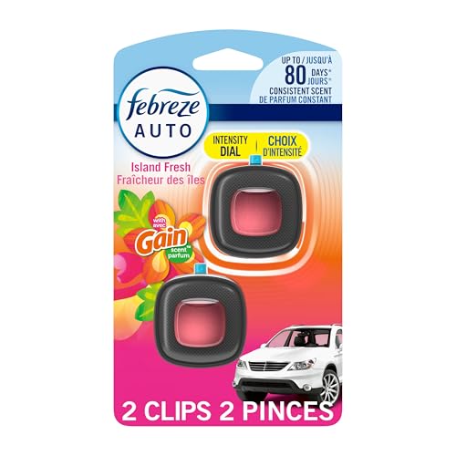 Febreze Car Air Freshener Vent Clip Gain Island Fresh Scent,Car Vent Clip, 2 Count