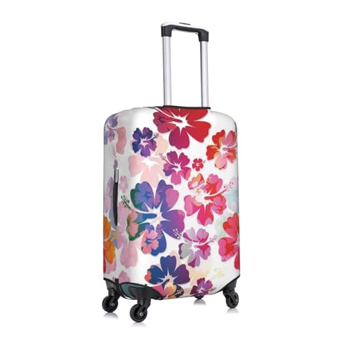 Hawaiian Flower Print Print Suitcase Cover Luggage Protector Washable Elastic Fashionable Travel Gear Cover3