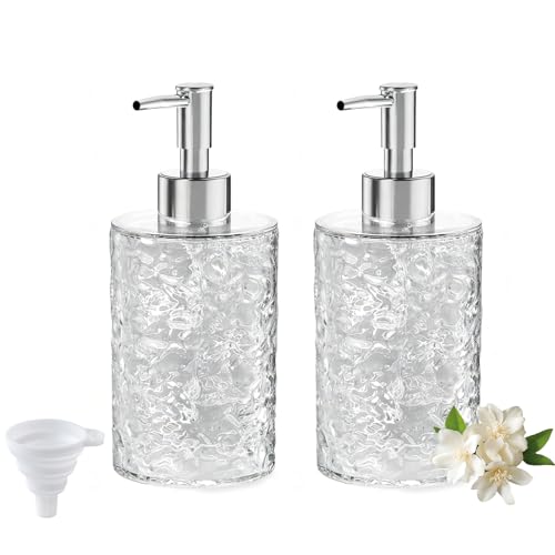 yolzhxe 2 Pièces 400 ML Distributeur Savon Plastique, Moderne Distributeur Liquide Vaisselle avec Entonnoir, Réutilisable Flacon Pompe Vide pour Salle de...