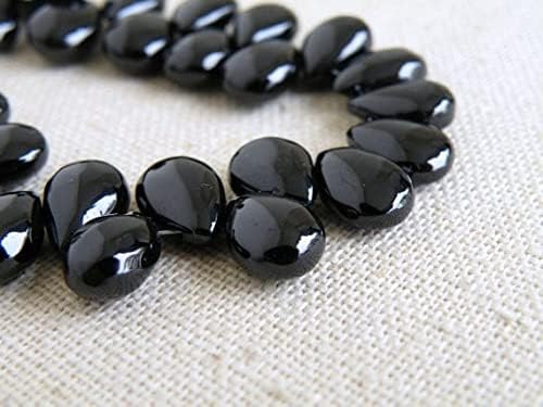 Black Spinel Gemstone perles de nacre noire en forme de poire lisse - 3