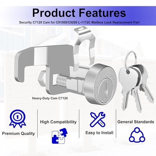 Ymtzfu 1 Pack Mailbox Lock,Mailbox Lock Replacement Heavy-Duty Cam C7120 for C9100/C9200 L1172C National Mailbox Locks with 3 Keys Replacement, Nickel Finish by Ymtzfu - Used condition - Image 2
